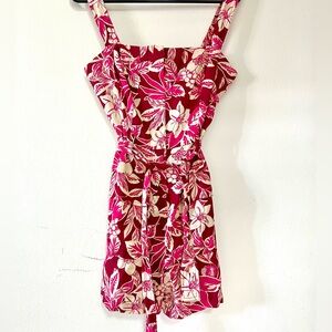 Tropical Floral Pink and Cream Romper